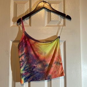 One shoulder tie-dye top
